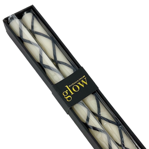 MACKENZIE-CHILDS NIB Fishnet Dinner Candles – Black – Set of 2 - Picture 5 of 5